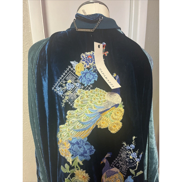 X-Large NWT Women’s Velvet Embroidered Varsity Duster Jacket Blue By Paparazzi - Picture 3 of 13